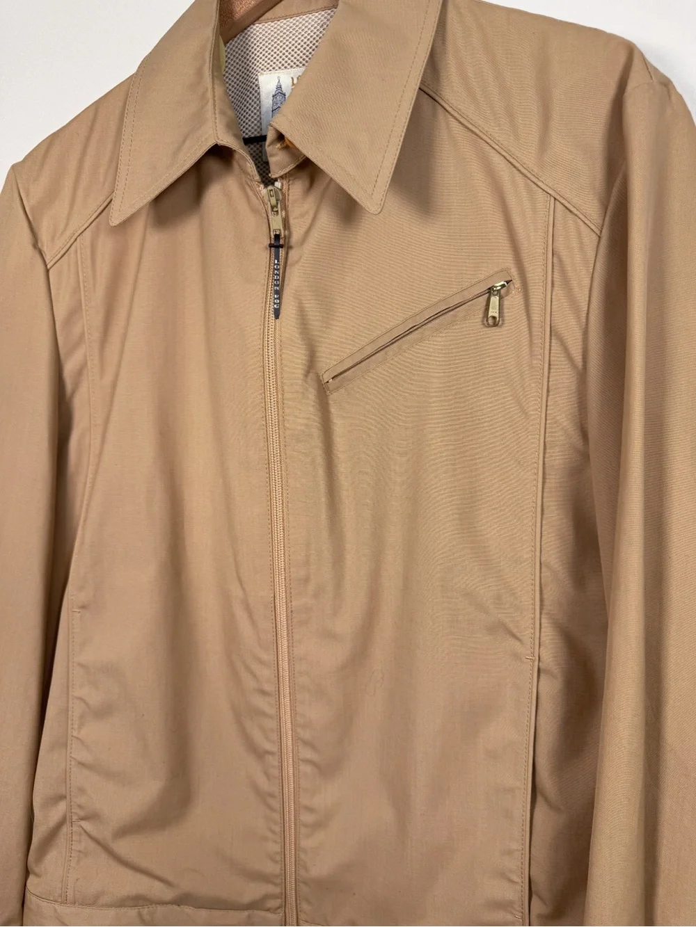 VTG 1980s LONDON FOG Harrington Jacket Front Zip Slant Pocket Mesh Lined Sz 38